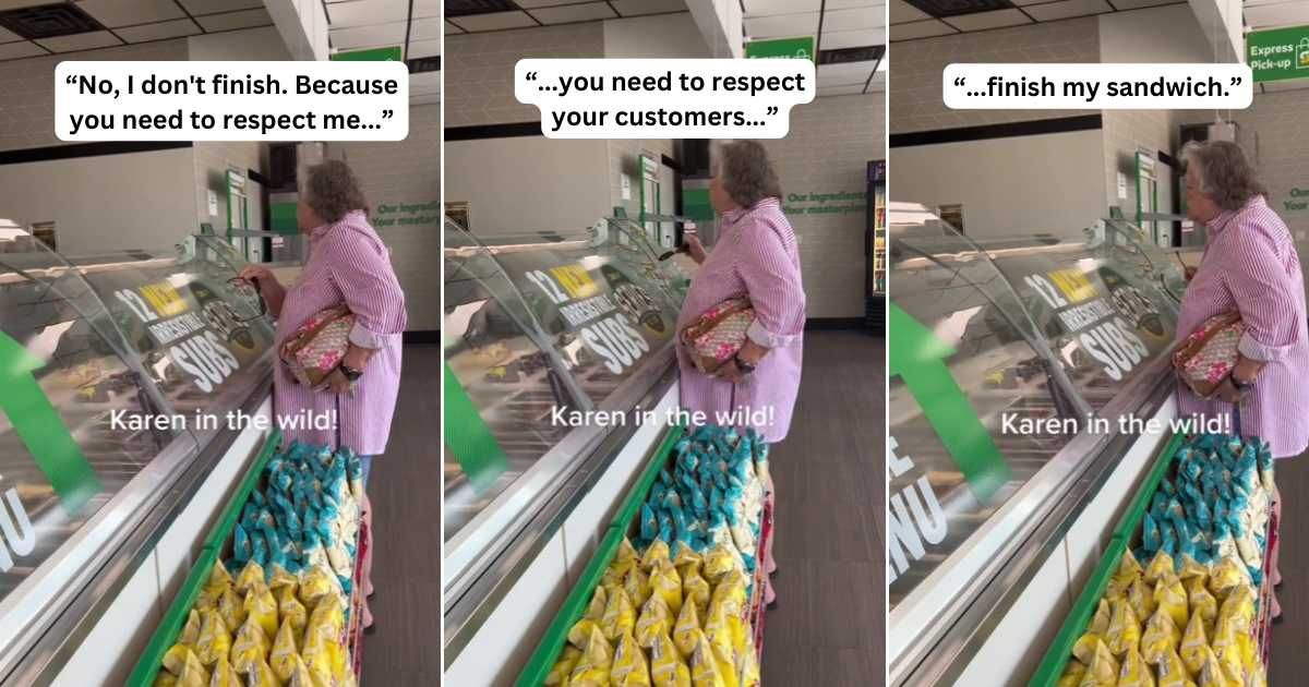 Angry customer kept screaming at Subway staff to 'finish her sandwich' — his response showed a quiet dignity