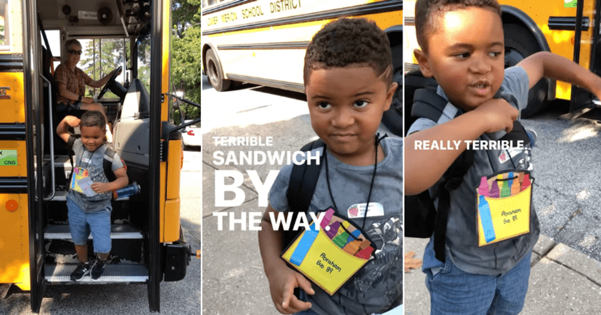 Mom couldn’t wait to hear about his first day of kindergarten — but his ruthless review of her sandwich stole the show