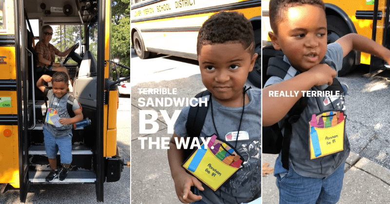 Mom couldn’t wait to hear about his first day of kindergarten — but his ruthless review of her sandwich stole the show