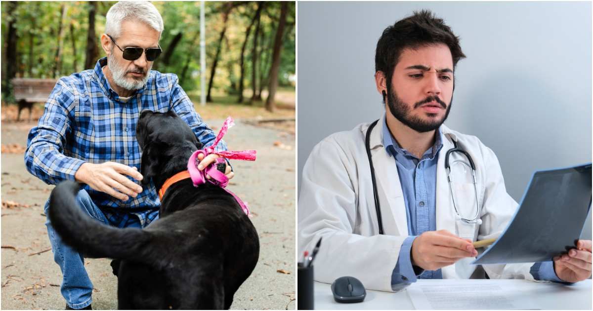 Legally blind man kept dismissing dog's strange nudges, until a doctor confessed he had just saved his life