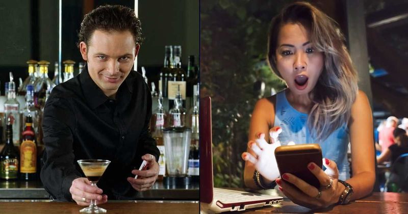 Bartender interrupts woman to show her a message 'from his sister.' She thanked god after reading it