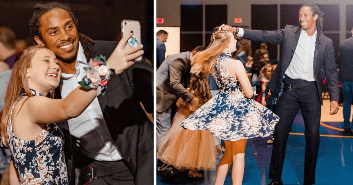 11-yr-old girl faced her first father-daughter dance after her dad's passing, then an NFL player volunteered to step in