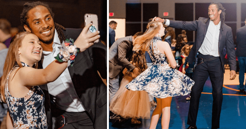 11-yr-old girl faced her first father-daughter dance after her dad's passing, then an NFL player volunteered to step in