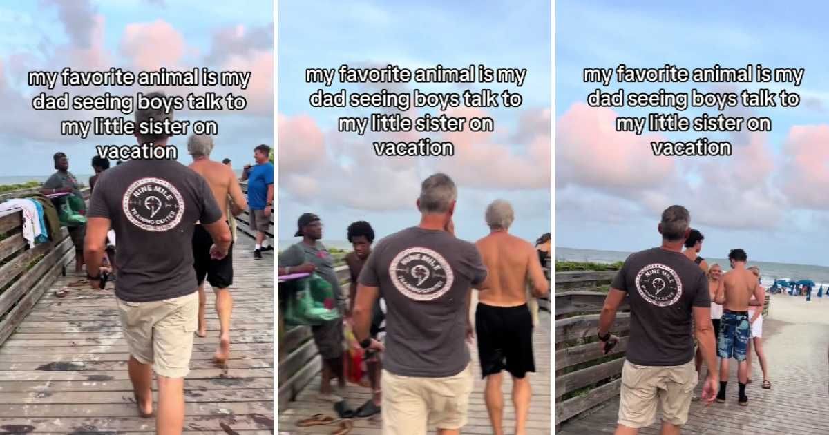Playful Dad spots boys talking to his daughter on vacation and pulls off prank that the whole family laughing