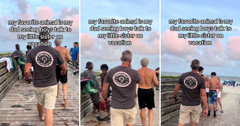 Playful Dad spots boys talking to his daughter on vacation and pulls off prank that the whole family laughing