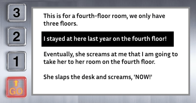 Customer demanded 4th-floor room at a 3-floor hotel — so the receptionist took him to the terrace