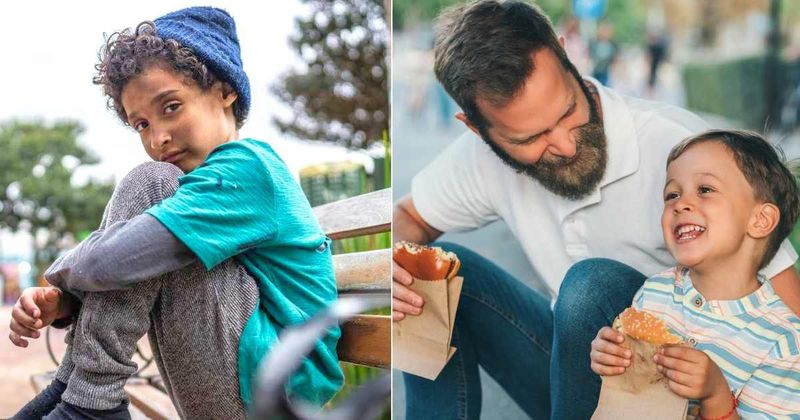 A pedestrian tried to feed a hungry child eyeing street food — the boy asked a question that stopped him in his tracks