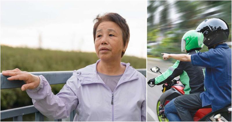 Biker spots elderly woman hunkered over the edge of a bridge. His relentless 'nagging' saved her life