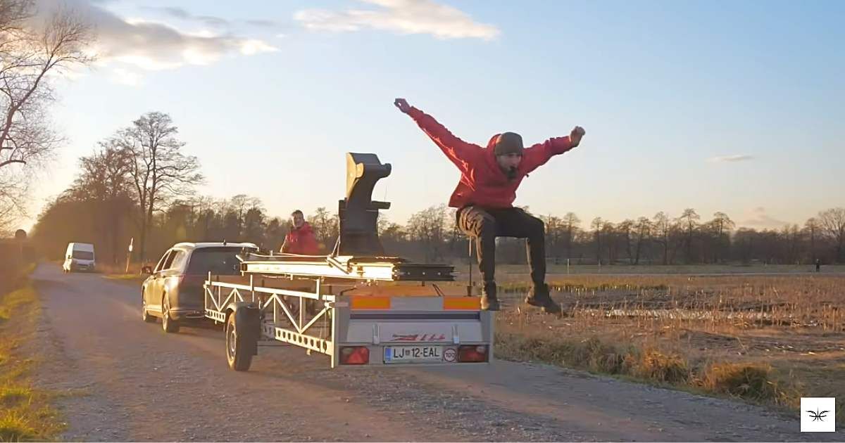 He catapulted himself at 50mph from a speeding truck and left the rest to physics