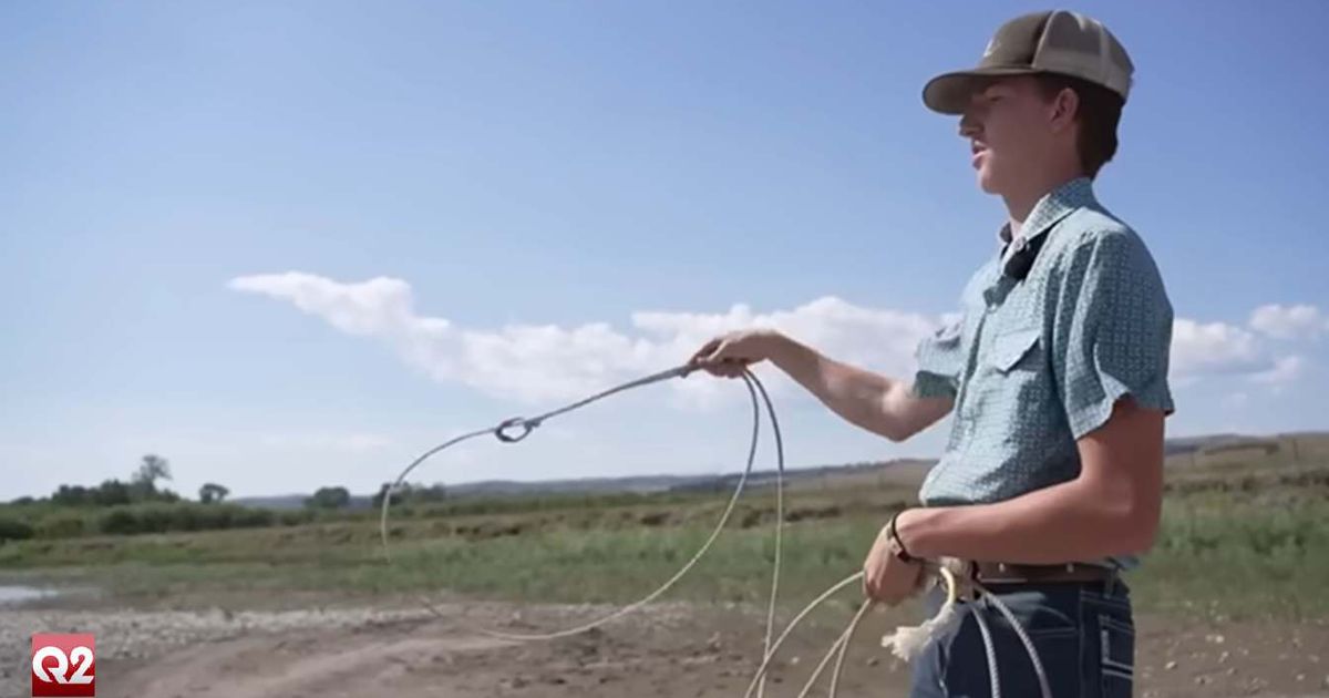 Teen cowboy heard a cry for help from the Yellowstone River. His first-ever lasso throw saved a life