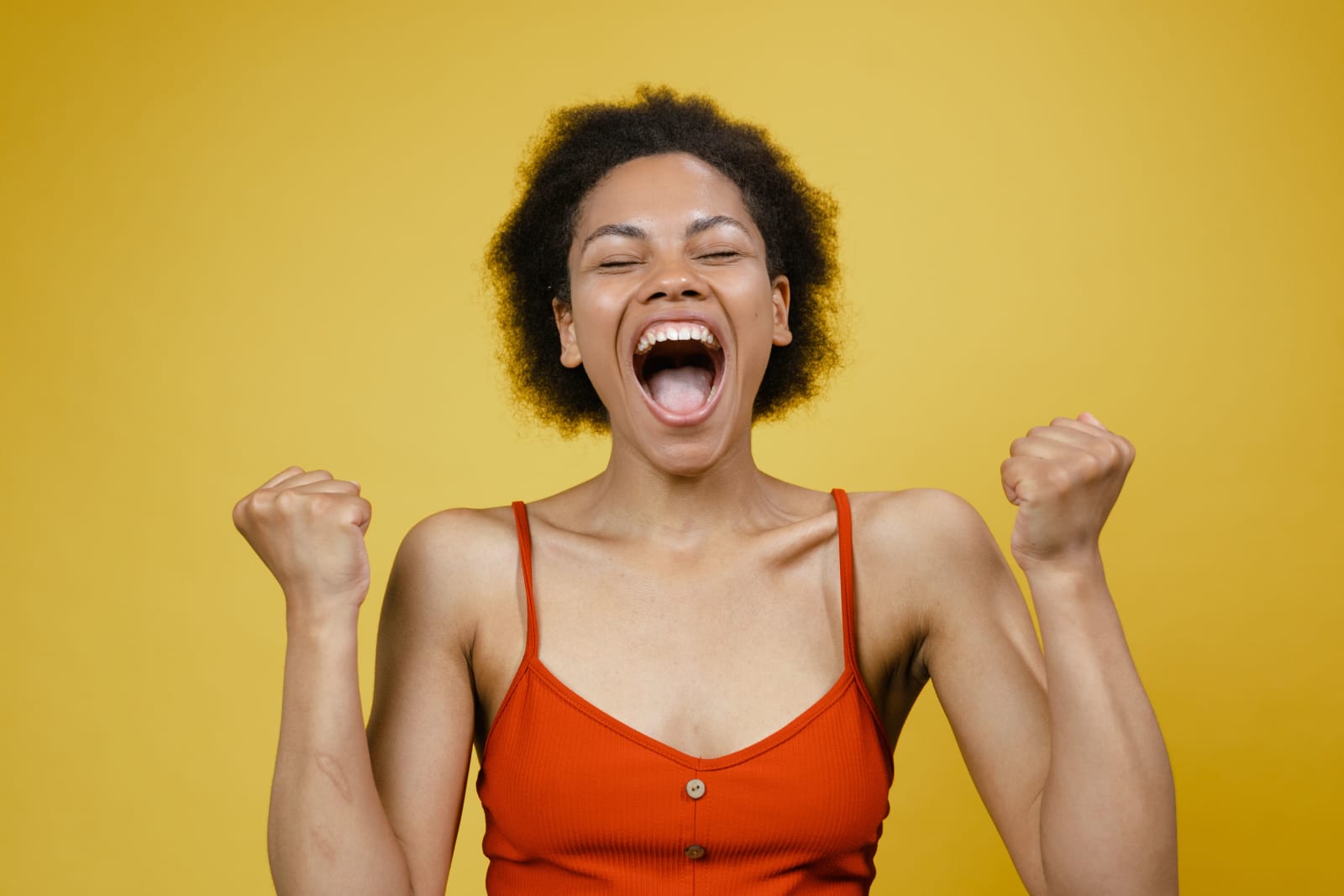 Woman making an expression of yeah (Representative Image Source: Pexels | Photo by Tima Miroshnichenko)