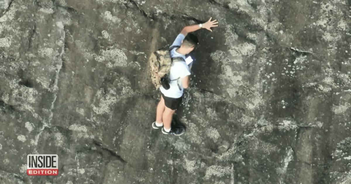 Free climber was stranded on a tiny ledge 250 feet above the ground. After 47 minutes, he had one thing to say about his dad