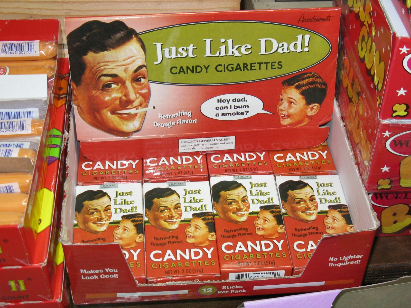 A crate of candy cigarettes.
