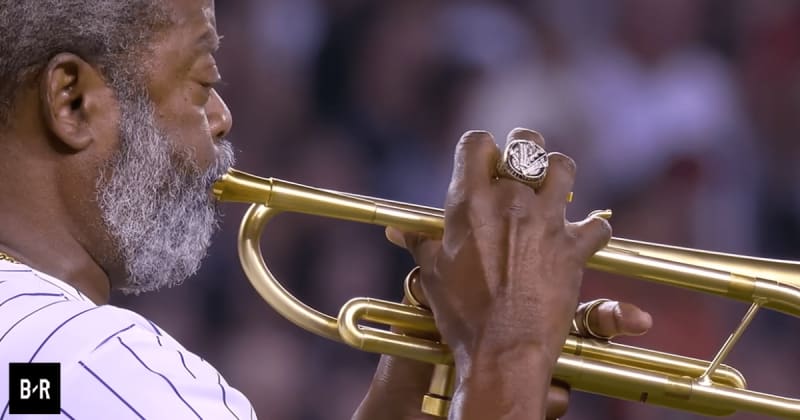 His trumpet malfunctioned midway through the national anthem at a Diamondbacks game. So he started singing